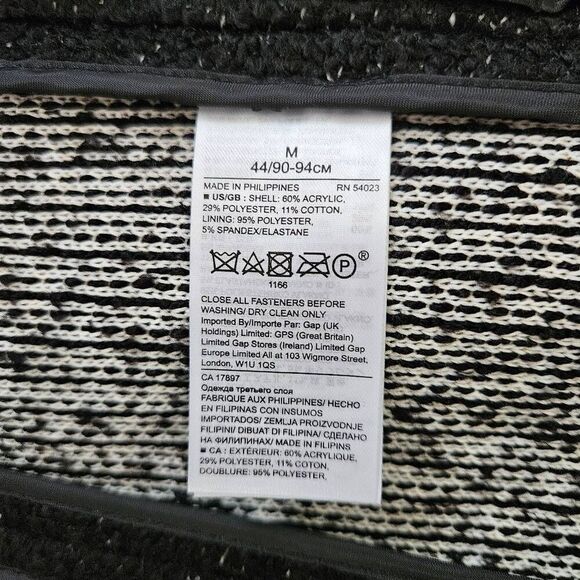 Banana Republic Tweed Collarless Mid-Length Jacket in Black Size Medium - Picture 5 of 6